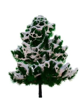 3d rendering. Christmas tree in snow isolated on white background. Illustrazione stock