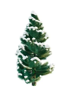 3d rendering. Christmas tree in snow isolated on white background. Stock Illustration