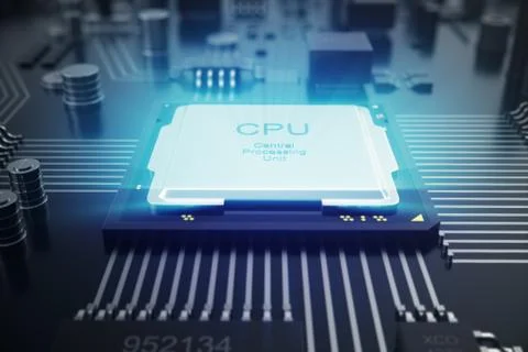 3D rendering Circuit board. Technology background. Central Computer Processors Stock Illustration