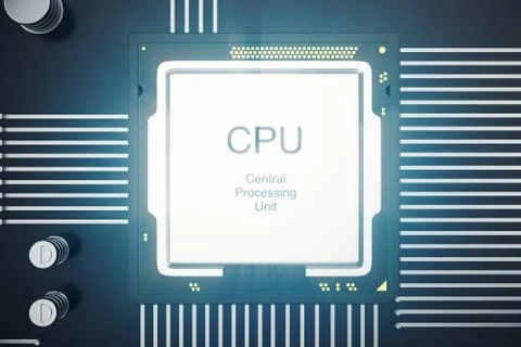 3D rendering Circuit board. Technology background. Central Computer Processors Illustrazione stock