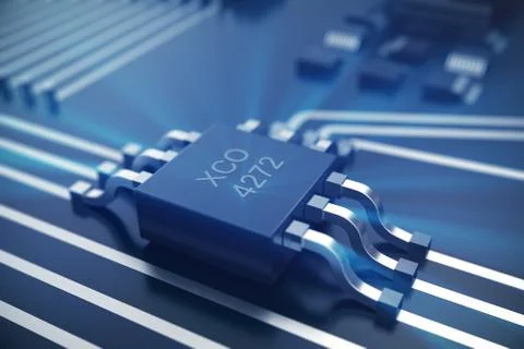 3D rendering Circuit board. Technology background. Central Computer Processors Stock Illustration