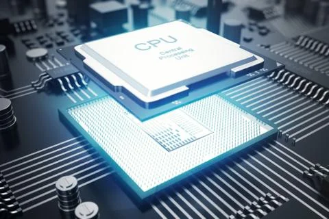 3D rendering Circuit board. Technology background. Central Computer Processors イラスト素材