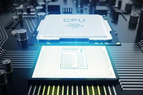 3D rendering Circuit board. Technology background. Central Computer Processors Illustrazione stock