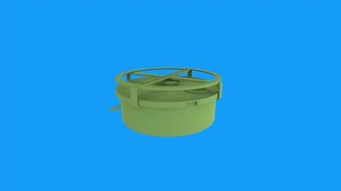3D rendering of a circular green structure with a lid Stock Footage 303859693