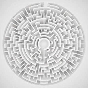 3d rendering circular maze in top view Stock Illustration