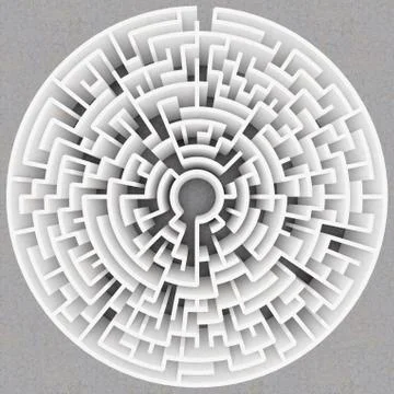 3d rendering circular maze in top view Stock Illustration