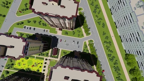 3d rendering city. Aerial view. Stock Footage 71422897