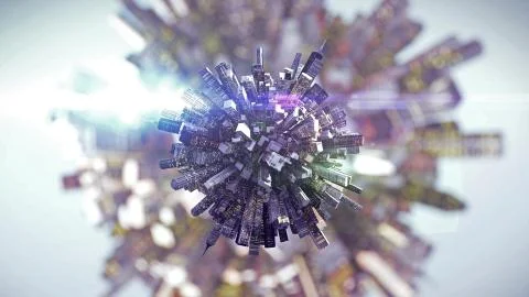 3d rendering of city globe. Skyscrapers Concept. Stock Illustration