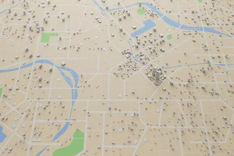 3D rendering city map illustration of a city map Stock Illustration