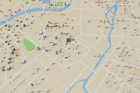 3D rendering city map illustration of a city map created using 3D modeling... Stock Illustration