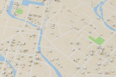3D rendering city map illustration of a city map created using 3D modeling Ilustración de archivo