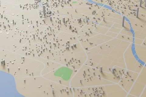 3D rendering city map illustration of a city map created Ilustración de archivo