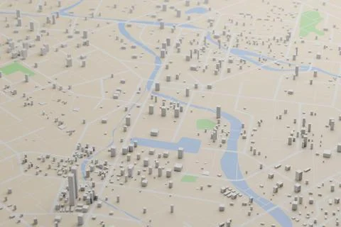 3D rendering city map illustration of a city map created Illustrazione stock