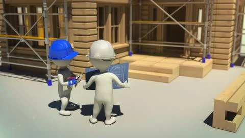 3d rendering of civil engineer discussing with team leader Stock Illustration