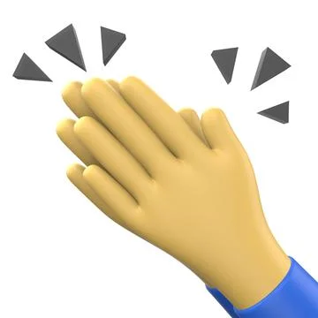 3D rendering of a clapping hands emoticon sign isolated on a white background 스톡 일러스트