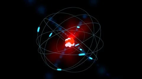 3D Rendering of Classic Atom Model Stock Illustration
