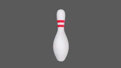 3D rendering of a classic bowling pin on a gray background 스톡 동영상 285924705