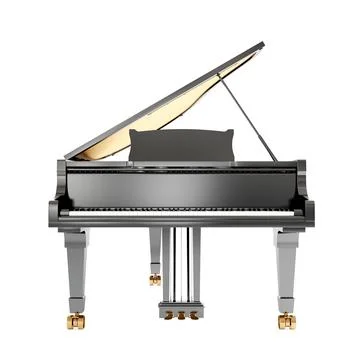3D rendering of classical black piano Illustrazione stock