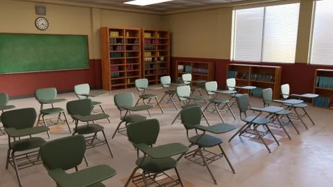 3D Rendering Classroom Stock Illustration