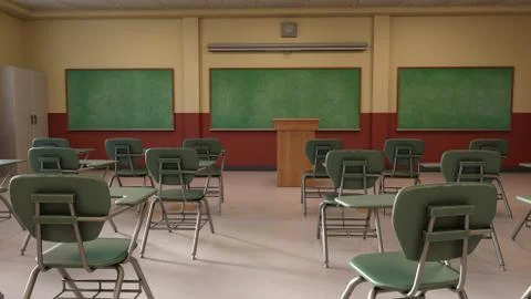 3D Rendering Classroom Stock Illustration