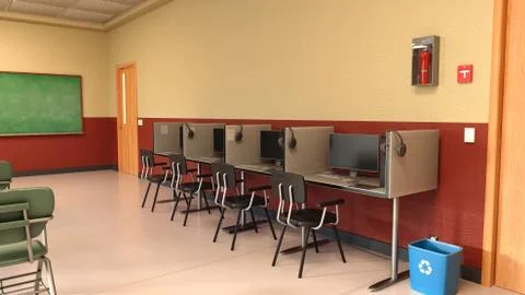 3D Rendering Classroom Stock Illustration