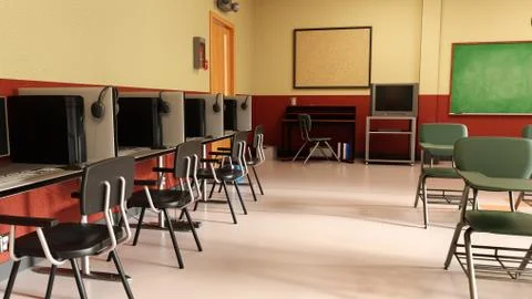 3D Rendering Classroom Stock Illustration