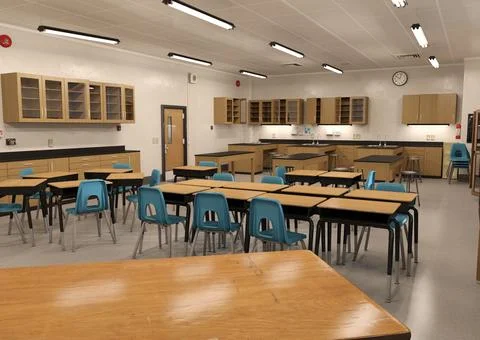 3D Rendering Classroom Interior Stock Illustration
