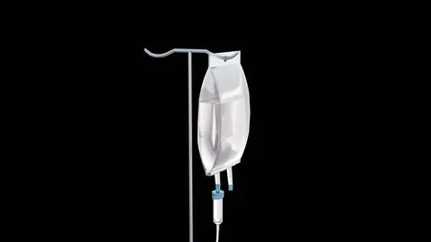 A 3D rendering of clear plastic intravenous (IV) fluid bag Illustration