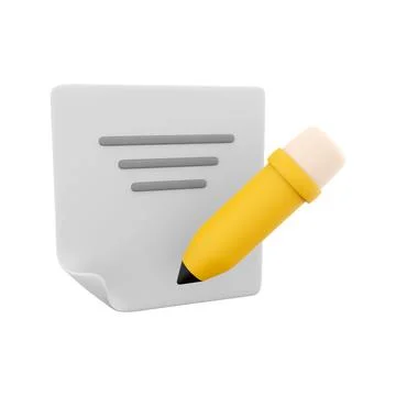 3d rendering clipboard and pencil icon. 3d render writing text with pencil on 스톡 일러스트