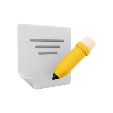 3d rendering clipboard and pencil icon. 3d render writing text with pencil on Stock Illustration