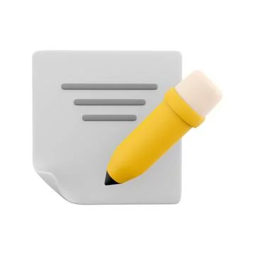 3d rendering clipboard and pencil icon. 3d render writing text with pencil on Stock-Illustration