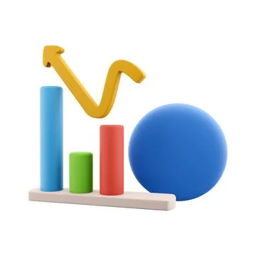 3D rendering clock and color graphs pointing up icon. 3d render chart and oclock 스톡 일러스트