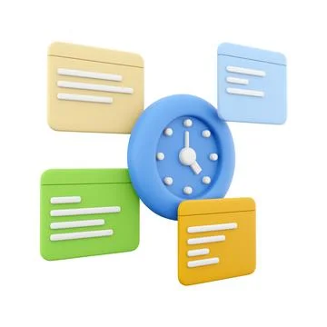 3d rendering clock and notifications icon. 3d render alarm clock and chat box イラスト素材