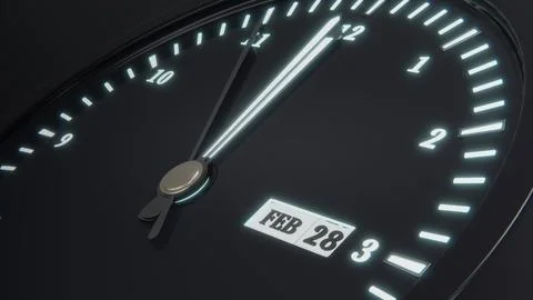 3d rendering clock of change to February 29th. Leap year concept design. 3d.. Stock Illustration