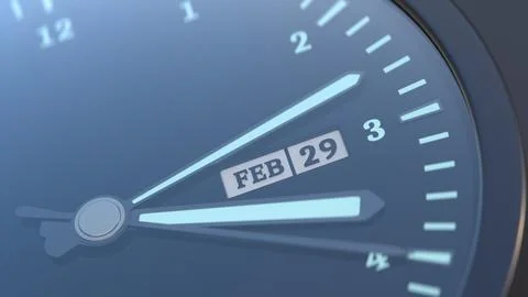 3d rendering clock of change to February 29th. Leap year concept design. 3d.. 스톡 일러스트