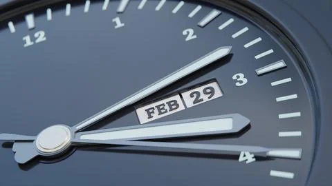 3d rendering clock of change to February 29th. Leap year concept design. 3d.. 스톡 일러스트