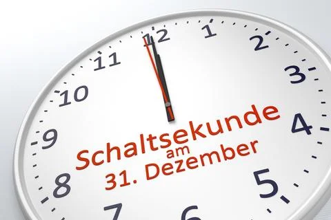 3d rendering of a clock showing leap second at december 31 in german language Stock Illustration