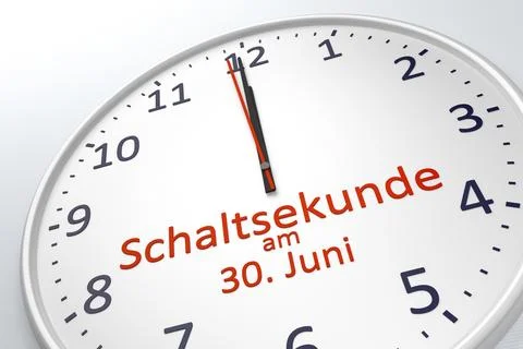 3d rendering of a clock showing leap second at june 30 in german language Stock Illustration