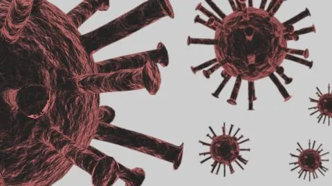3D rendering close up of Bacteria, virus with multiple cells in background Stock Illustration