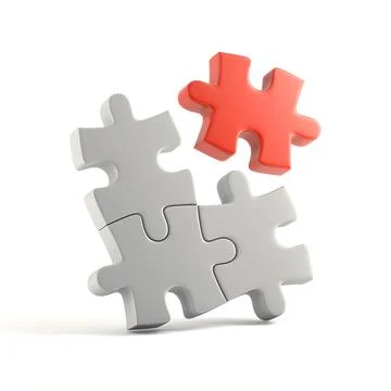 3d rendering of close-up of pastel colored puzzle pieces on white background Stock Illustration