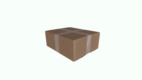 3D rendering of a closed cardboard box on a white background Stock-Footage 303859541
