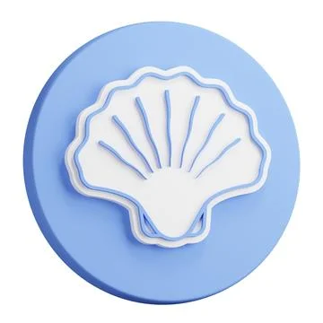 3D rendering of closed sea shell icon. Scallop, edible shellfish and seafoo.. Stock Illustration
