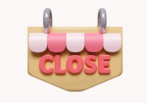 3d rendering closed sign icon for shopping online concept. icon isolated on Stock Illustration