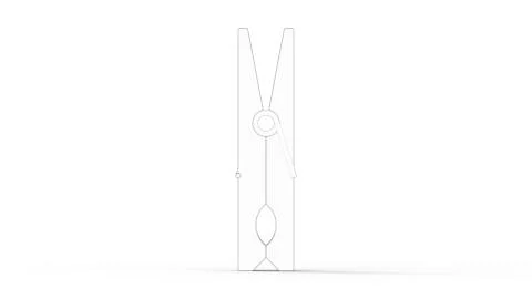 3d rendering of a clothespin isolated in white background Stock Illustration