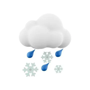 3d rendering cloud and rain with snow icon. 3d render snowly rainy weather icon Stock-Illustration