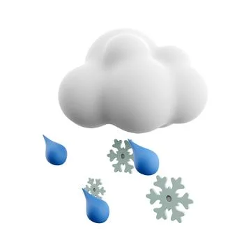3d rendering cloud and rain with snow icon. 3d render snowly rainy weather icon Stock-Illustration