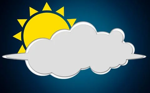 3D rendering of cloud and sun on a blue sky background Illustrazione stock