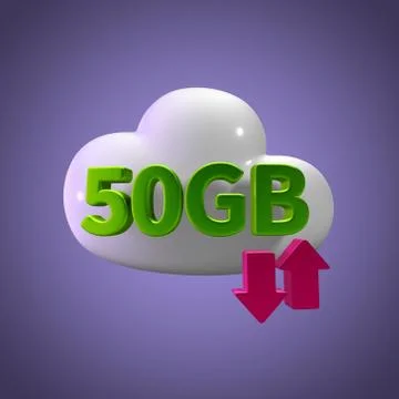 3D Rendering Cloud Data Upload Download illustration 50 GB Capacity 库存插图