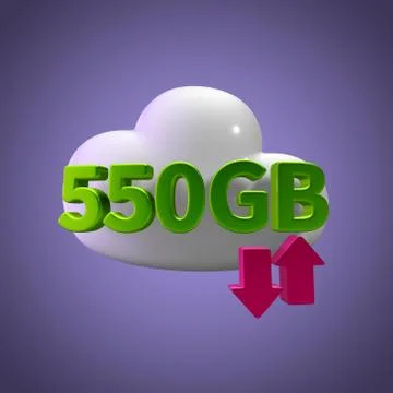 3D Rendering Cloud Data Upload Download illustration 550 GB Capacity 스톡 일러스트
