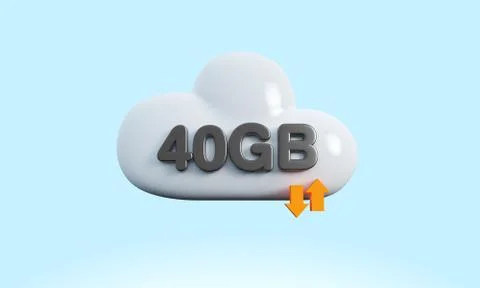 3d rendering cloud download upload sync Stock Illustration